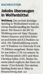 6. Spieltag KL am 16.02.2020 in Wolfenbüttel 6. Spieltag KL am 16.02.2020 in Wolfenbüttel